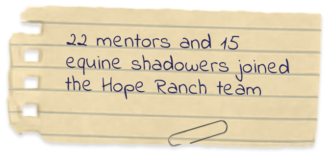 22 mentors and 15 equine shadowers joined the Hope Ranch team
