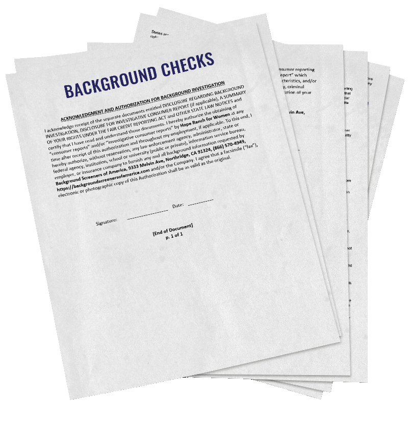 Stack of papers labelled "Background Checks"